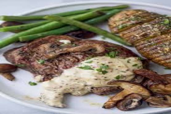 Grilled Ribeye with Mustard Sauce;