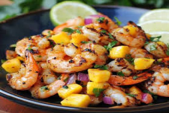 Grilled River Jumbo Prawn with Creamy Dill Sauce;